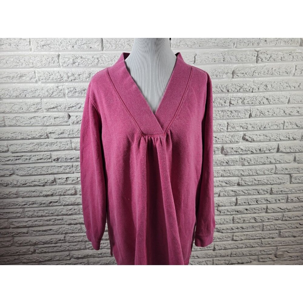 Covington Womens Sweatshirt 24W 26W Pink VNeck Cotton Blend Pullover SWE167E - Picture 4 of 8